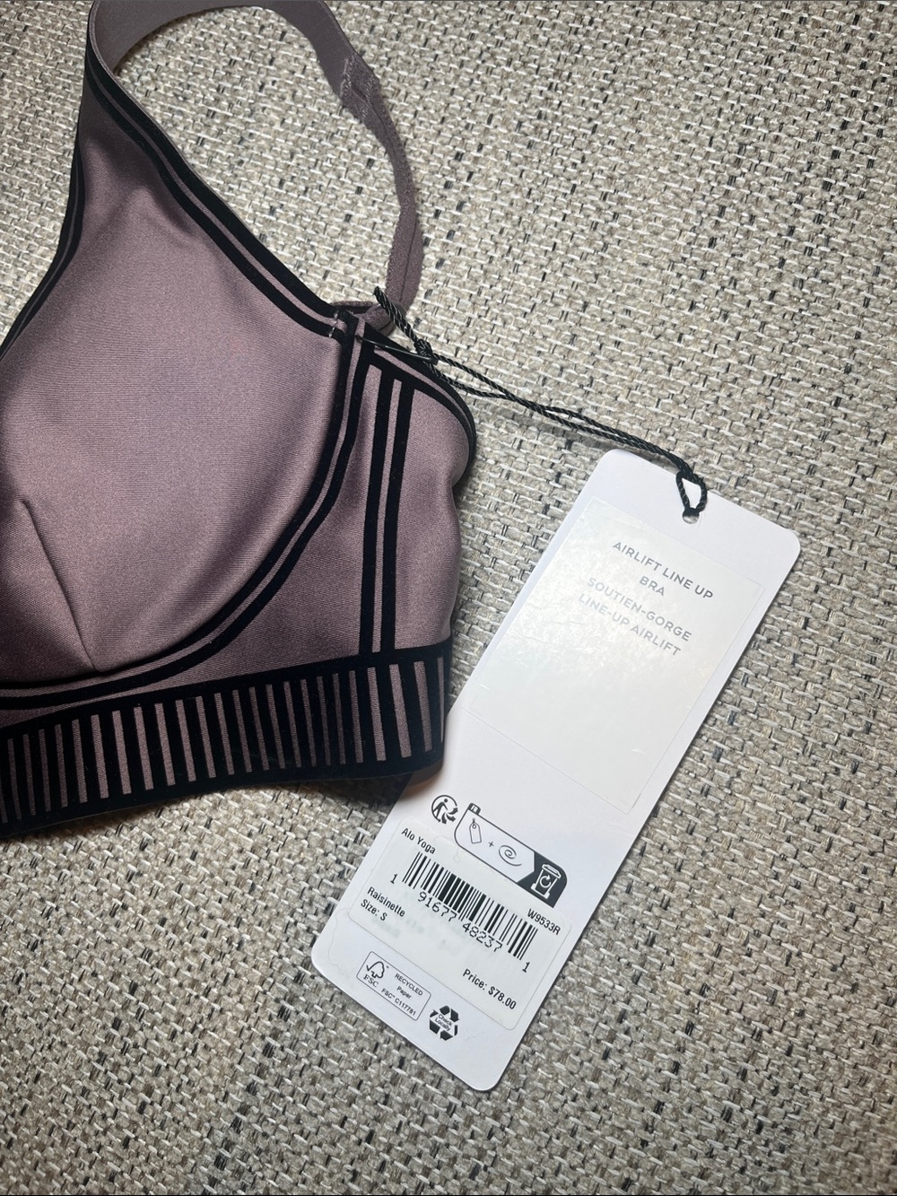NWT ALO Yoga Airlift Line Up Bra in Raisinette Size Small (clasp bra!) - Picture 2 of 7